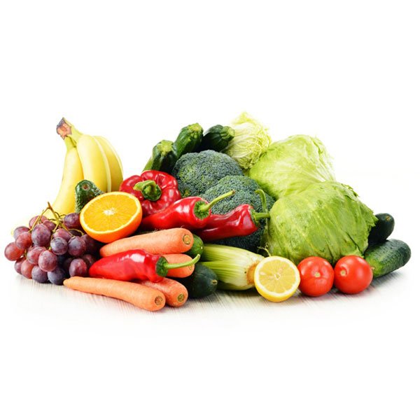 A variety of Fresh Food Snacks on a white background, ideal for coffee break supplies.